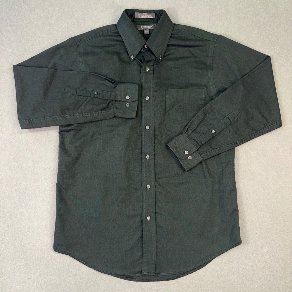 Croft & Barrow Mens Oxford Shirt Green Long Sleeve Wrinkle Resistant 15.5 32/33